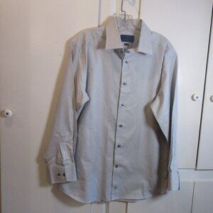 David Donahue Men’s Trim Fit Micro Plaid Sport Shirt Neck 17